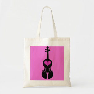 Sac fourre-tout rose à violon de coeur