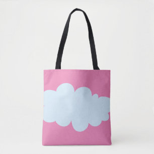 Sac fourre-tout rose avec motifs nuageux