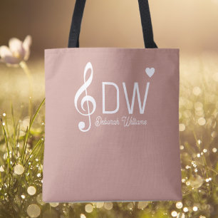 Sac fourre-tout Rose Dusty avec son nom et Clef Tr