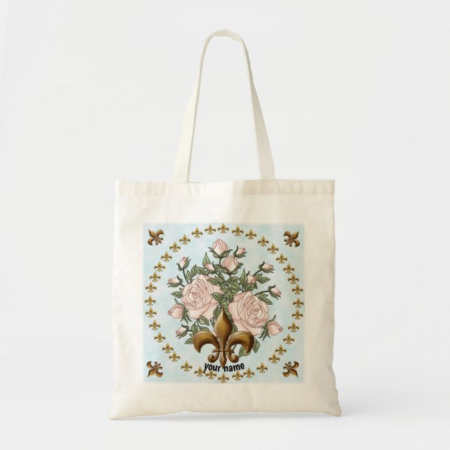 Sac fourre-tout Rose Fleur De Lis (Devant)