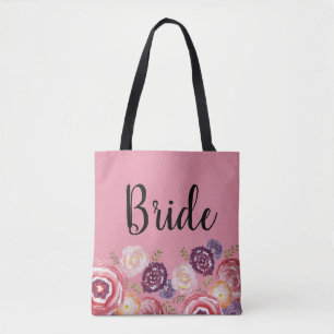 Sac fourre-tout rose Motif de fleurs de mariée