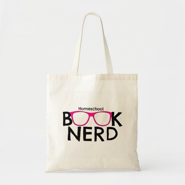 Sac fourre-tout rose nerd en verre de livre de (Devant)