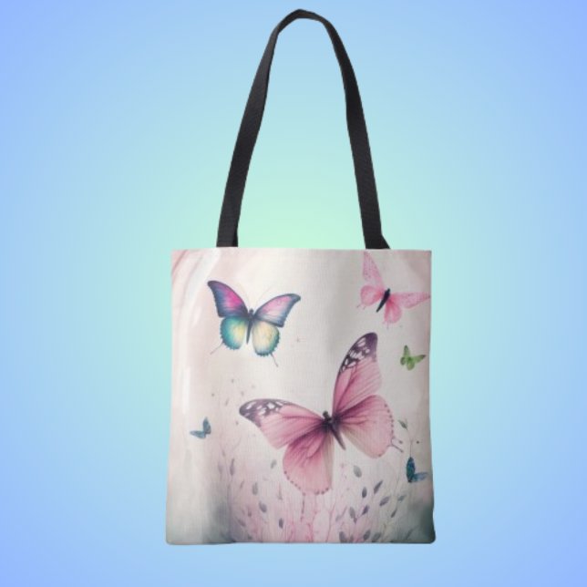 Sac fourre-tout rose papillon de printemps (Créateur téléchargé)