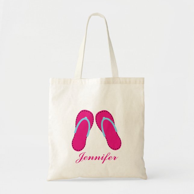 Sac fourre-tout rose personnalisé à sandales de (Devant)