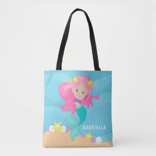 Sac fourre-tout rose personnalisé mignon à sirè
