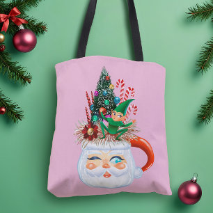 Sac fourre-tout rose vintage Père Noël Mug