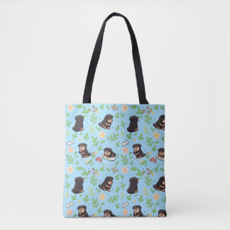 Sac fourre-tout Rottweiler Mignon Floral de printe