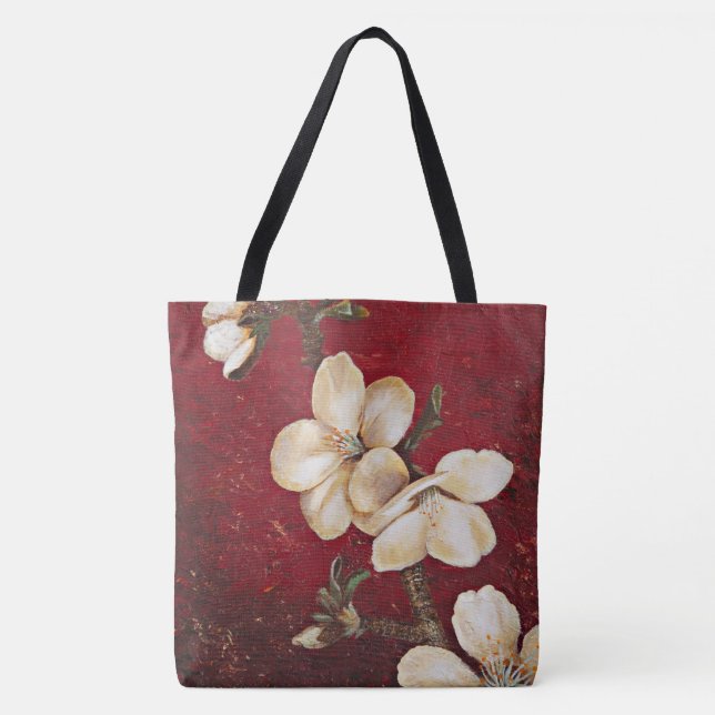 Sac fourre-tout rouge à fleur d'amande (Devant)