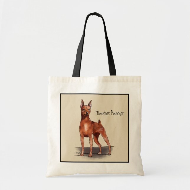 Sac fourre-tout (rouge) à Pinscher miniature (Devant)