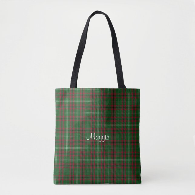 Sac fourre-tout rouge et vert à tartan (Devant)