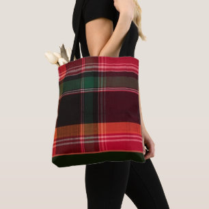 Sac fourre-tout rouge vert Madras Plaid