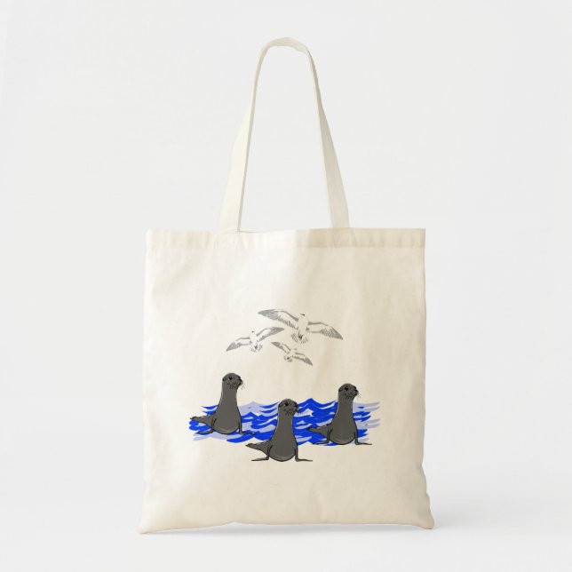 Sac fourre-tout Sea Lions Ocean & Seaguls (Devant)