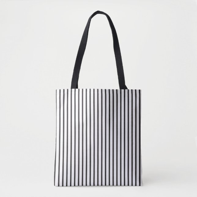 Sac fourre-tout simple à rayures noir et blanc (Devant)