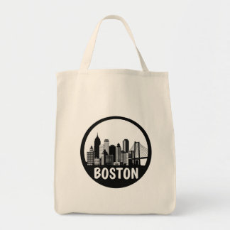 Sac fourre-tout Skyline de Boston - Noir et blanc