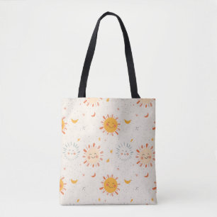 Sac fourre-tout Soleil et Lune souriant, esthétiqu