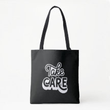 Sac fourre-tout Take Care | Esthétique noire minim