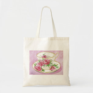 Sac fourre-tout - tasse de thé et soucoupe - rose