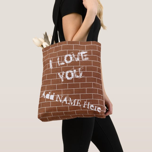 Sac fourre-tout texte personnalisé avec mur en bri (De près)