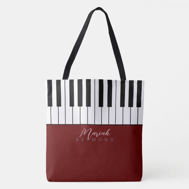 Sac fourre-tout tout-en-un Piano moderne avec nom (Devant)