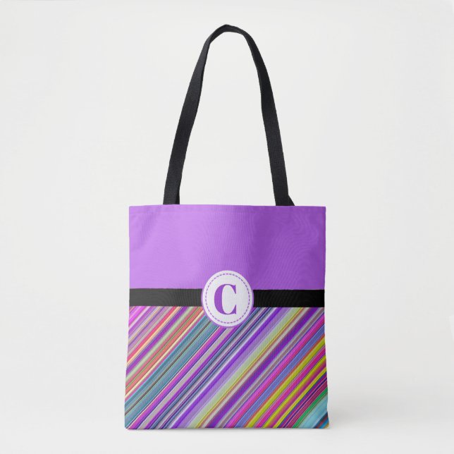 Sac fourre-tout Tout-Sur-Imprimé Monogrammé Violet (Devant)