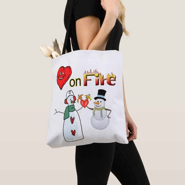 Sac fourre-tout Valentines Coeurs de jour sur Fire (De près)