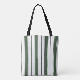 Sac fourre-tout, vert chasseur et rayure blanche v