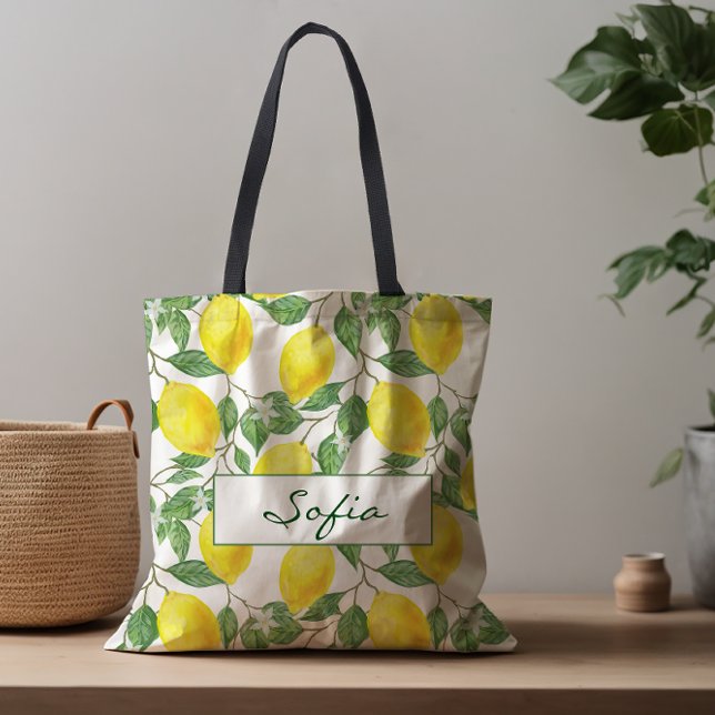 sac fourre-tout vert motif de fleurs de citron (Créateur téléchargé)