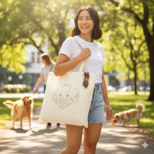 Sac fourre-tout visage de chien en ligne artistiqu