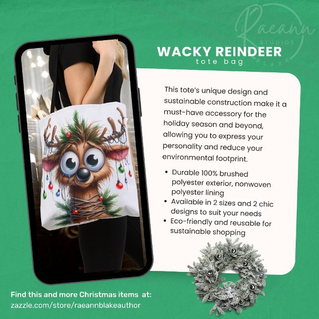 Sac fourre-tout Wacky Reindeer (Créateur téléchargé)