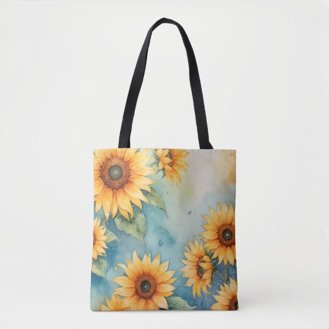 Sac fourre-tout Watercolor Sunflower Breeze (Devant)