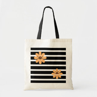 Sac fourre-tout Zazzle Black Stripes Fleurs
