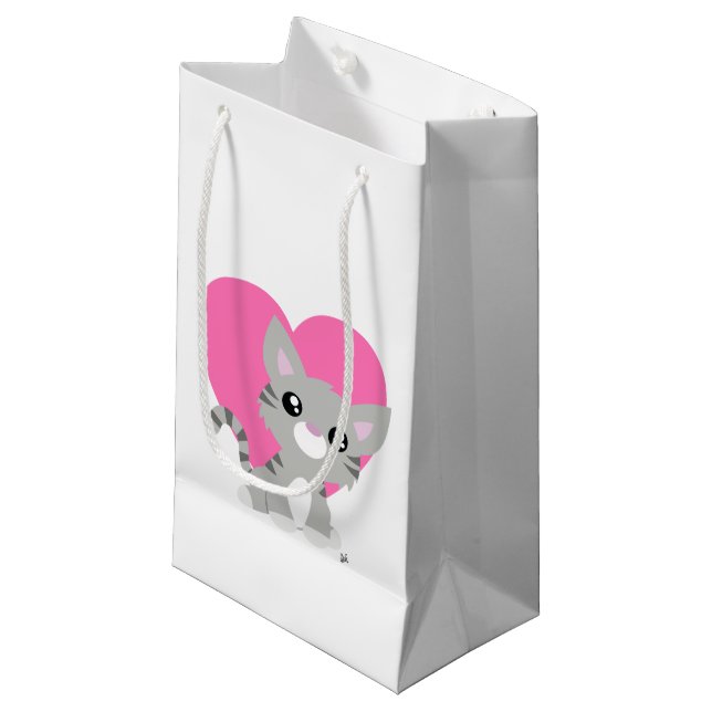 Sac gris de cadeau de Kitty de Saint-Valentin (Devant Angle)