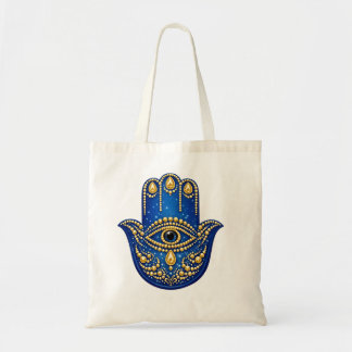 Sac Hamsa Main Totebag Bleu Céleste Motif Mandala 