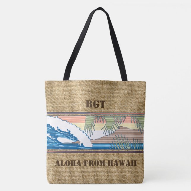 Sac hawaïen de plage de monogramme de Moana d'aile (Devant)
