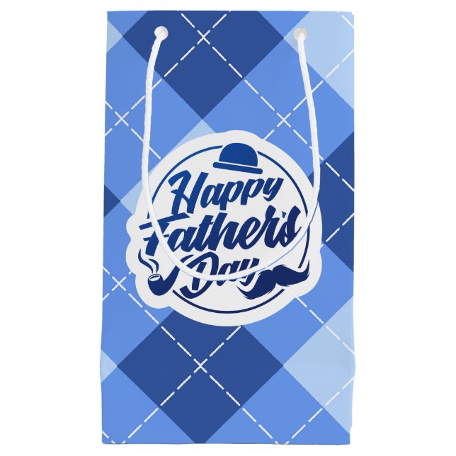 Sac heureux bleu simple de cadeau de la fête des (Devant)