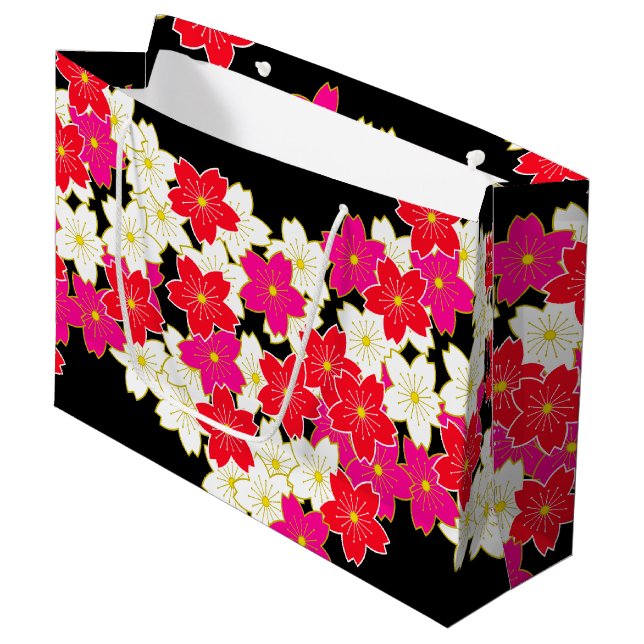 Sac japonais SAKURA de cadeau de motif de kimono (Devant Angle)