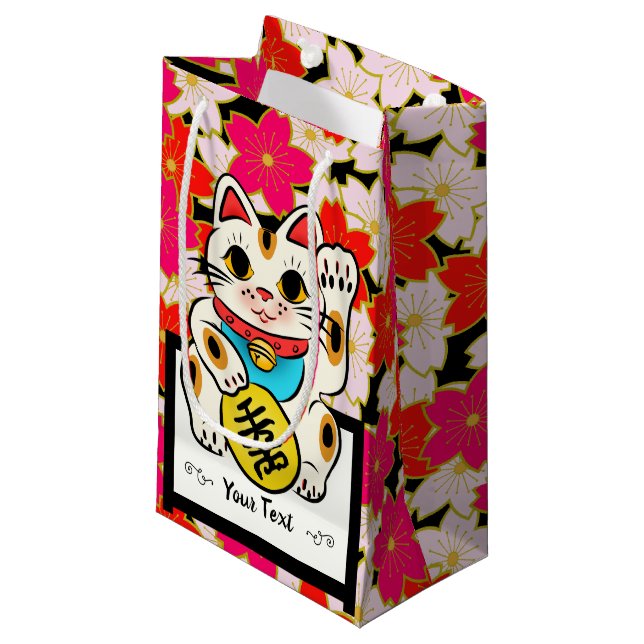 Sac japonais SAKURA Maneki Nek de cadeau de motif (Devant Angle)