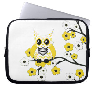 Sac jaune de l'électronique de hibou de fleurs de
