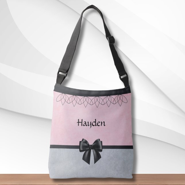 Sac messenger rose et gris doux et sophistiqué (Sweet and Sophisticated Pink and Gray Messenger Bag)
