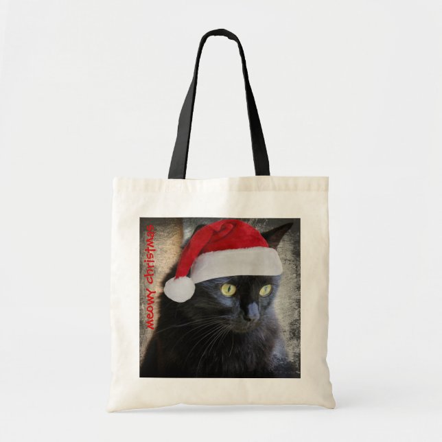Sac mignon de cadeau de Noël de chat de Père Noël (Devant)