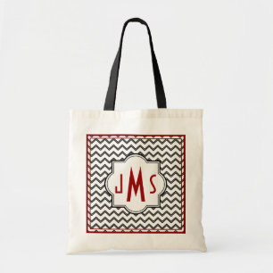 Sac monogramme noir et rouge Chevron