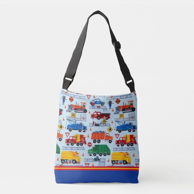 Sac mortuaire croisé à grands camions de garçons (Devant)