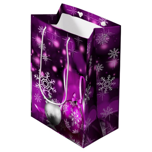 Sac moyen de cadeau de Noël pourpre renversant de (Devant Angle)