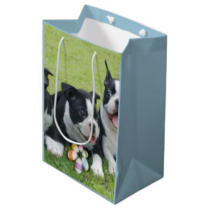 Sac moyen de cadeau de terriers de Pâques Boston