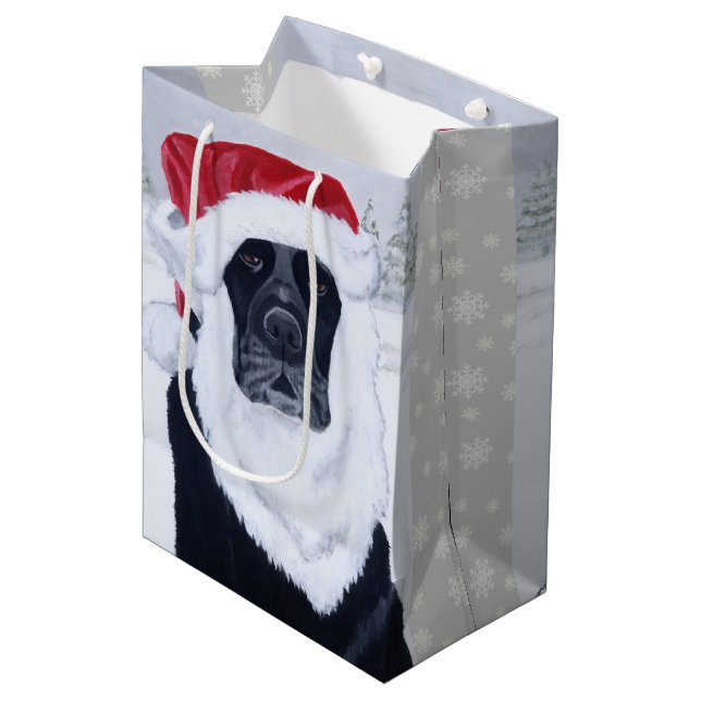 Sac noir de cadeau de casquette de Labrador Père (Devant Angle)