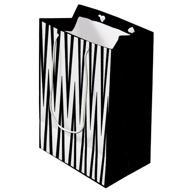 Sac noir et blanc moyen de cadeau (Devant Angle)