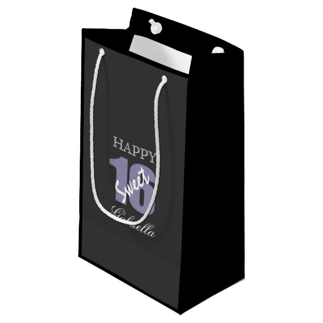 Sac noir pourpre de cadeau du bonbon 16 (Devant Angle)