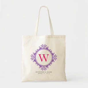 Sac personnalisé avec monogramme violet et couronn