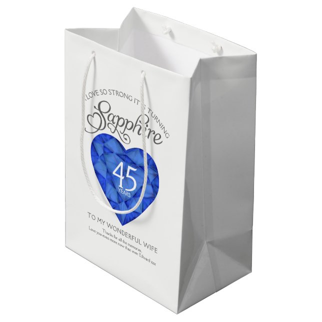 Sac personnalisé de bijou d'anniversaire de saphir (Dos Angle)