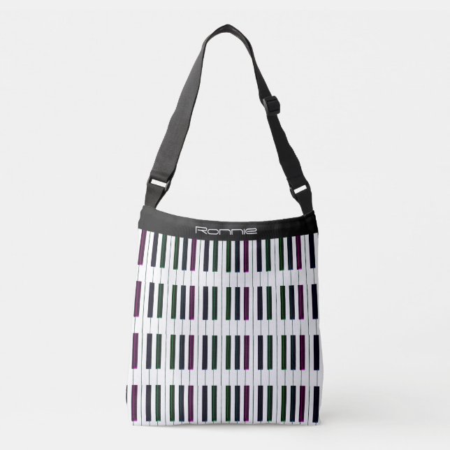 Sac personnalisé de piano et clés foncées de noir (Devant)